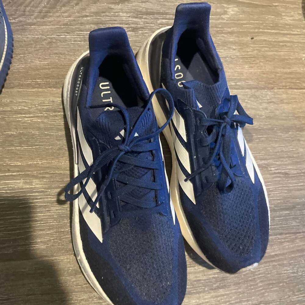 Adidas Ultraboost Running Shoes, Navy Blue & White, Size 8.5